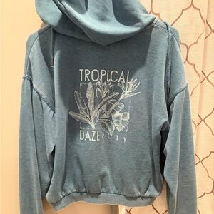 Roxy Teal Tropical Print Hoodie